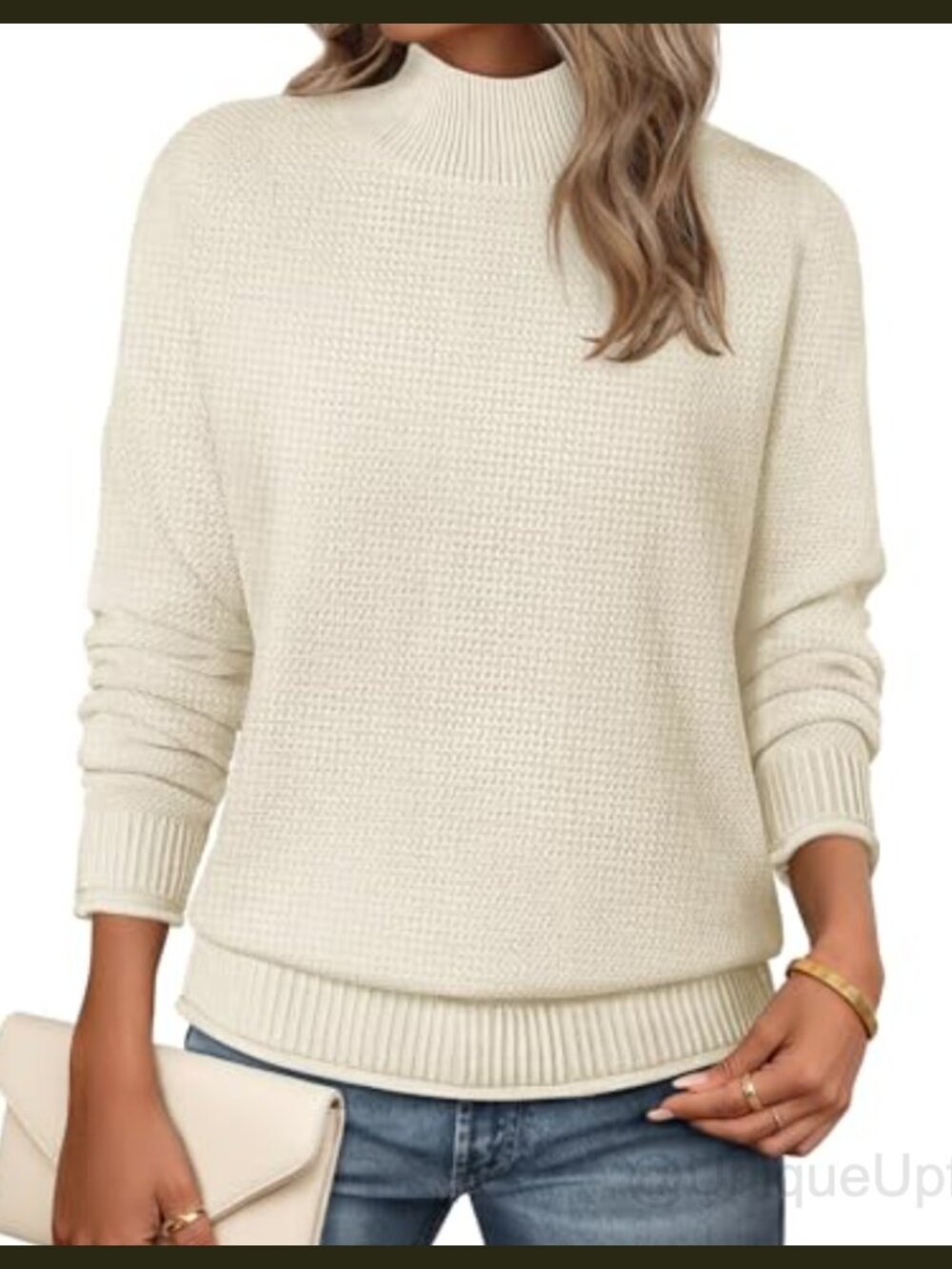 Turtleneck Long Sleeve Cozy Knit Pullover Sweater Loose Fit Fall Winter